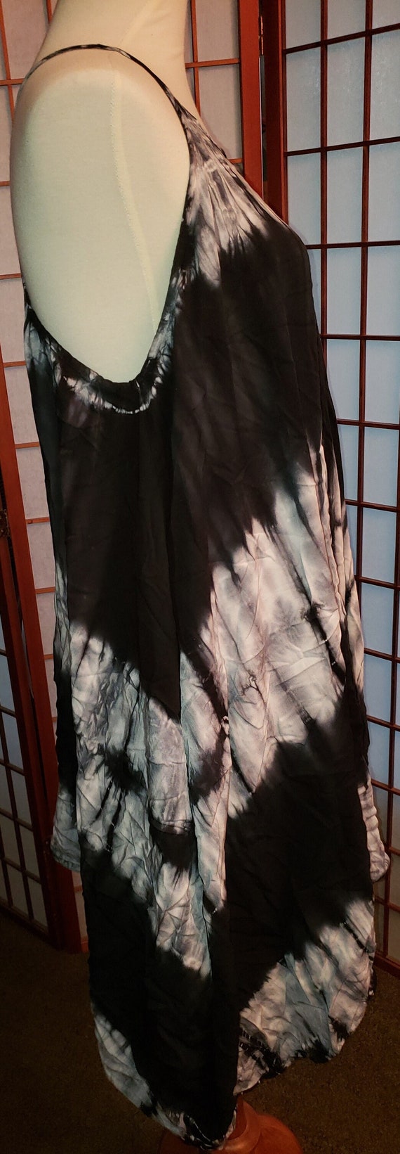 Black and White Tie Dye Asymmetrical Dress