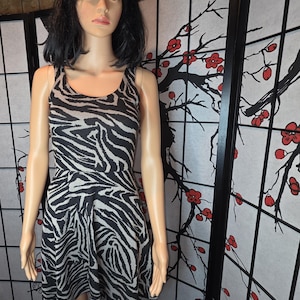 90's Zebra Pattern Skater Style Dress
