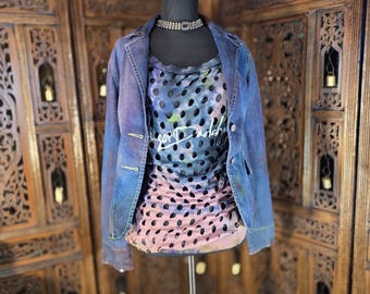 Statement Tie-Dyed Blazer M – Chic Structured Silhouette, Side Pockets, Wrist Buttons