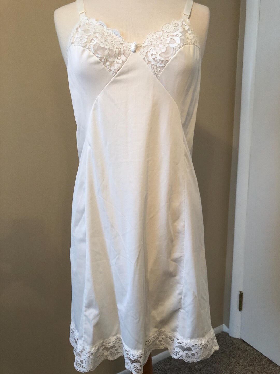 White Iner Full Slip, Unbranded, White, Short, Lace, Size 34, No Tags - Etsy