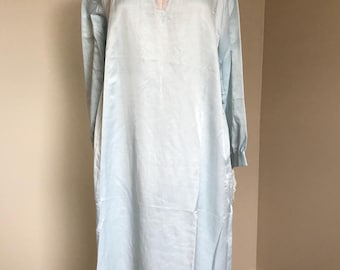 Nightgown, Light Blue, 3-quarter length, minimal white lace, Contemporary, Sears, Nylon, Polyester, Cotton, Full Sleeves, NWT
