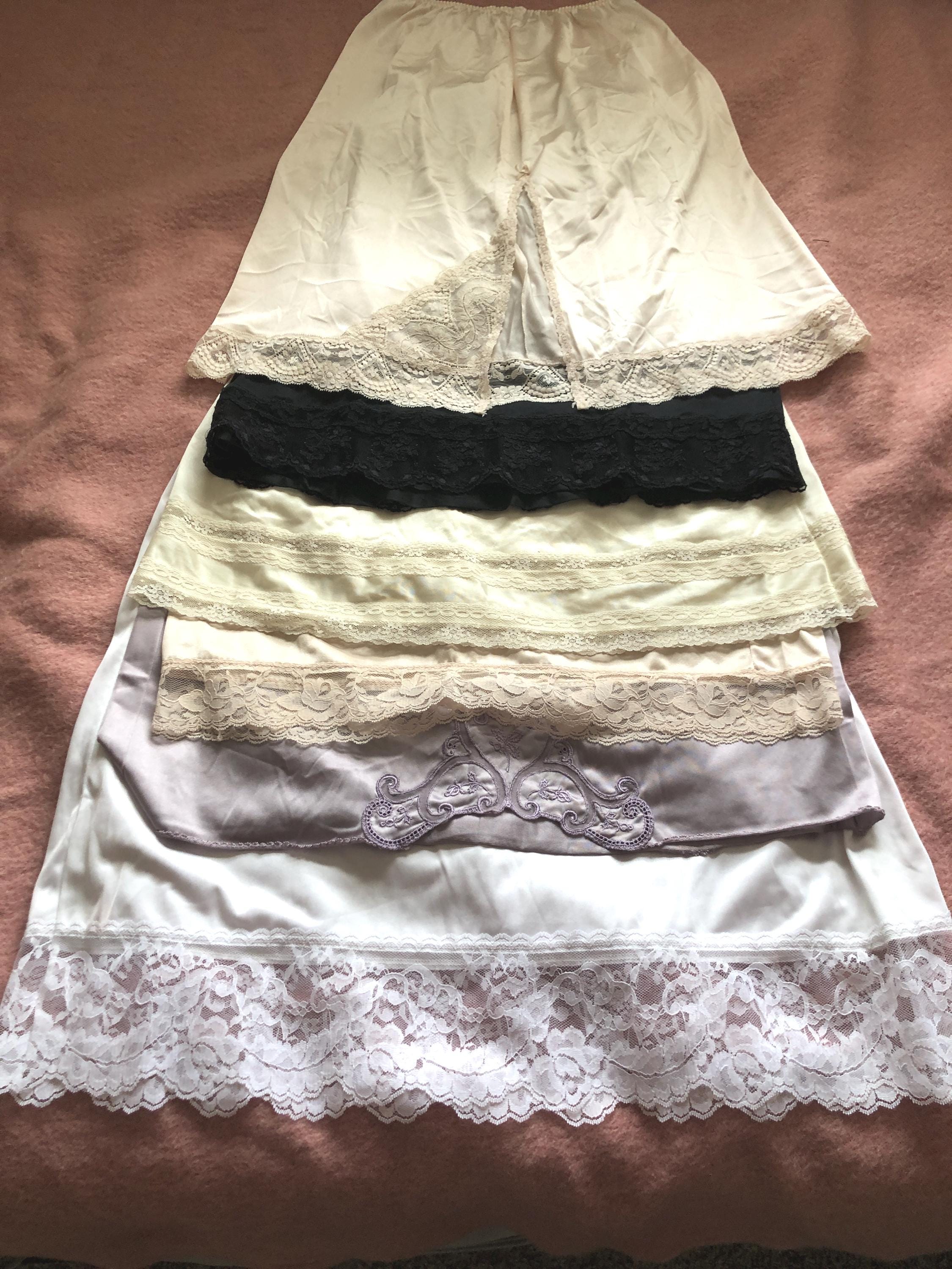 knee length dresses for ladies Lace Satin Half Slip Skirt