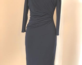 Vintage, Vince Camuto, Size 4, Dark Blue, Back Zipper, Lined, Short, Casual, Dress