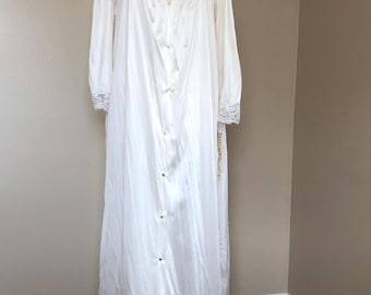 Nightgown, Robe, Peignoir Set, 2-Piece, Vintage, White, Size Large, Made in USA, Spaghetti Straps, Lace, NWT, Barbizon