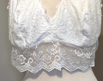 Bra, Unbranded, White, Polyester, Size 4XL, Lace