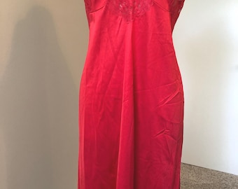 Vintage, Red, White, Lacy, Nylon, Size 36, JC Penney, Slip, Full Slip