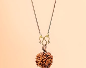 Isha Adiyogi Rudraksha with copper chain. Consecrated Isha Panchamukhi (five faced) Rudraksha bead.