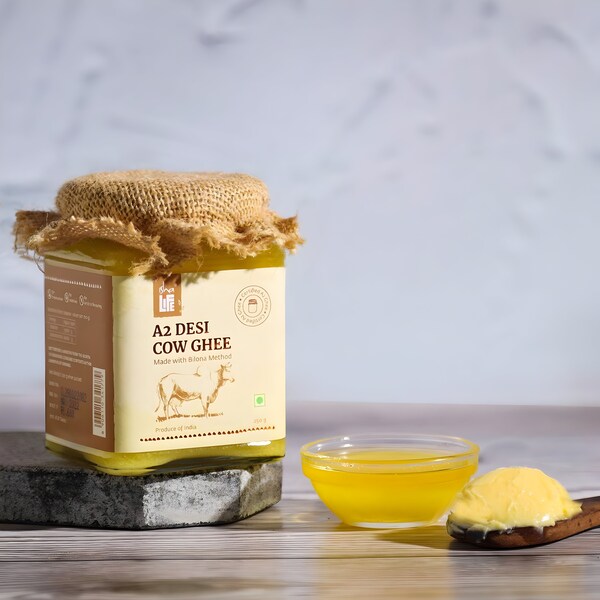 Pure A2 Desi Cow Ghee(250gm). Made traditionally from curd. Made from grass-fed free grazing desi cows' milk.