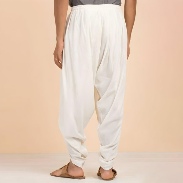 Isha’s signature. Ready to wear Unisex Dhoti Pants(Off - White) / Panchakacham.Easy to pull on. Versatile.