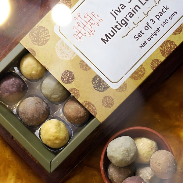 Jiva Shakti Laddoos. Millet and multigrain laddoos (540gms). Pack of 18 (Set of 3). Traditional Indian recipe. Energy booster