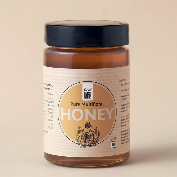 Pure Multi Floral Honey, 500gm. Processed and filtered. High in medicinal value. Suggested for cold related symptoms. Good for Immunity.