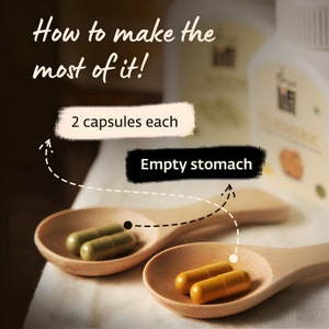 Poudre de neem et de curcuma en capsules végétales. Pack combiné. 100 gélules chacune. Pour une détox quotidienne. image 4