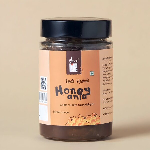 Honey Amla (500gm). Pure and unprocessed. No added sugar or jaggery. Preservative - free.