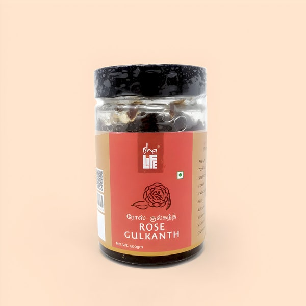 Rose Gulkanth (400 gm). Natural rose petals soaked in pure honey. No jaggery. No synthetic preservatives.