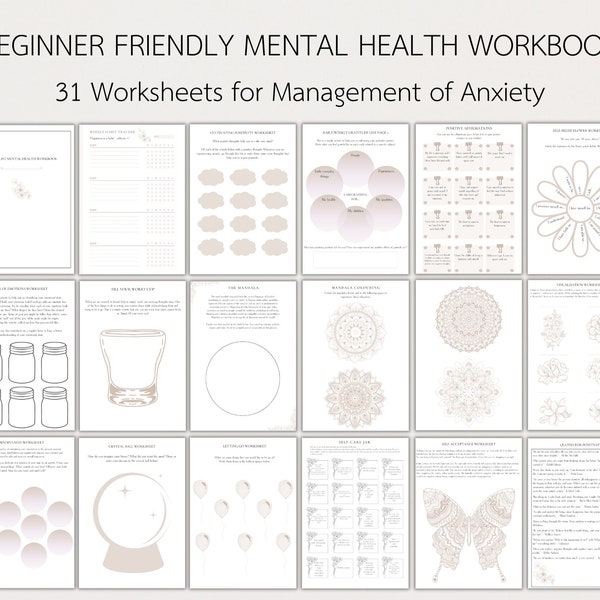 Printable Anxiety Workbook|Anxiety Bundle|Anxiety Worksheets|Unique Art Therapy Worksheets|Instant Anxiety Relief|Overcome Anxiety|Journal