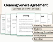 CLEANING CONTRACT BUNDLE New Client Proposal Template Canva Commercial Cleaning Residential Price List Editable Cleaning Client Intake Form