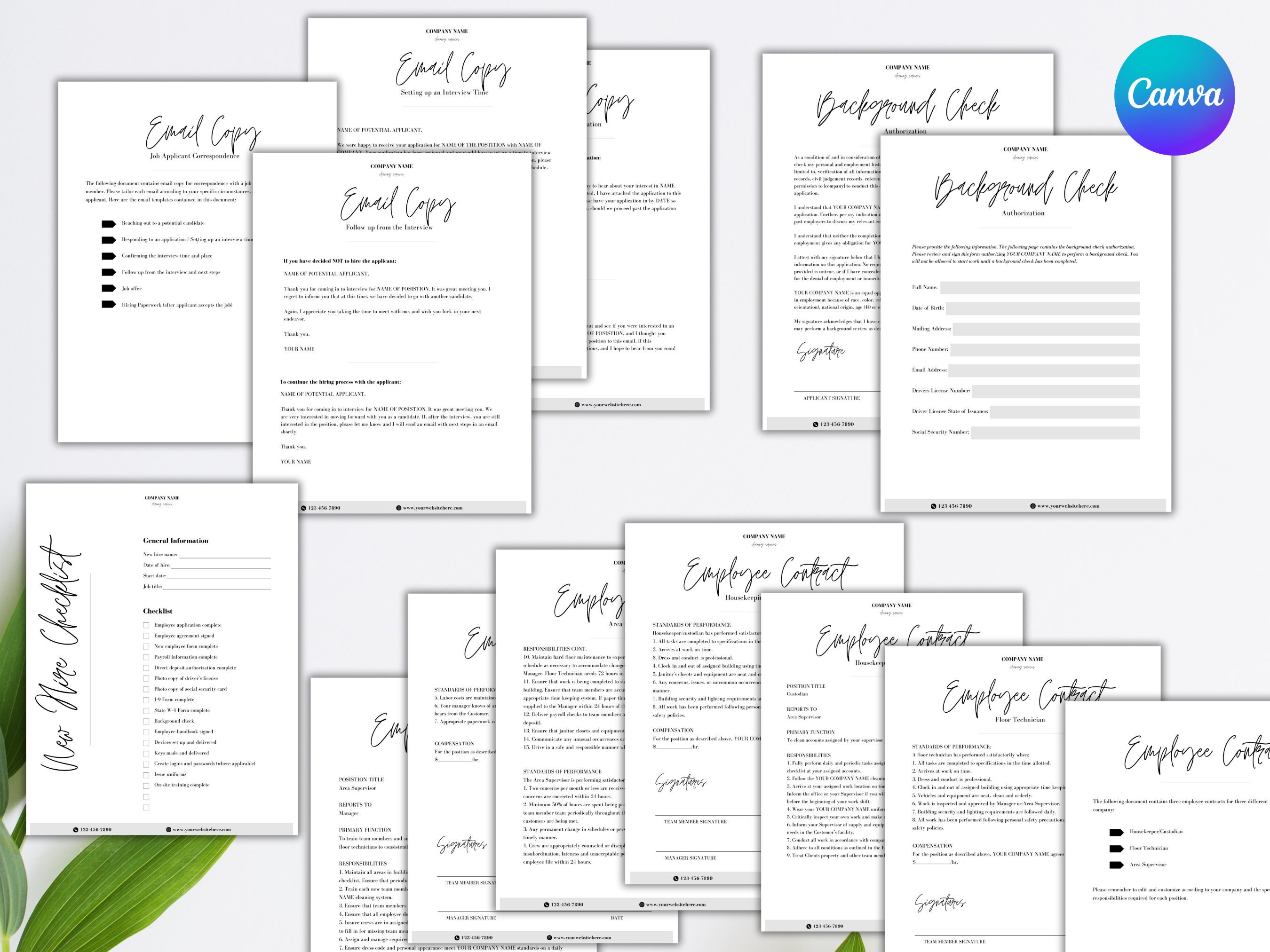 HUMAN RESOURCES TEMPLATES Cleaning Service Employee Handbook Template