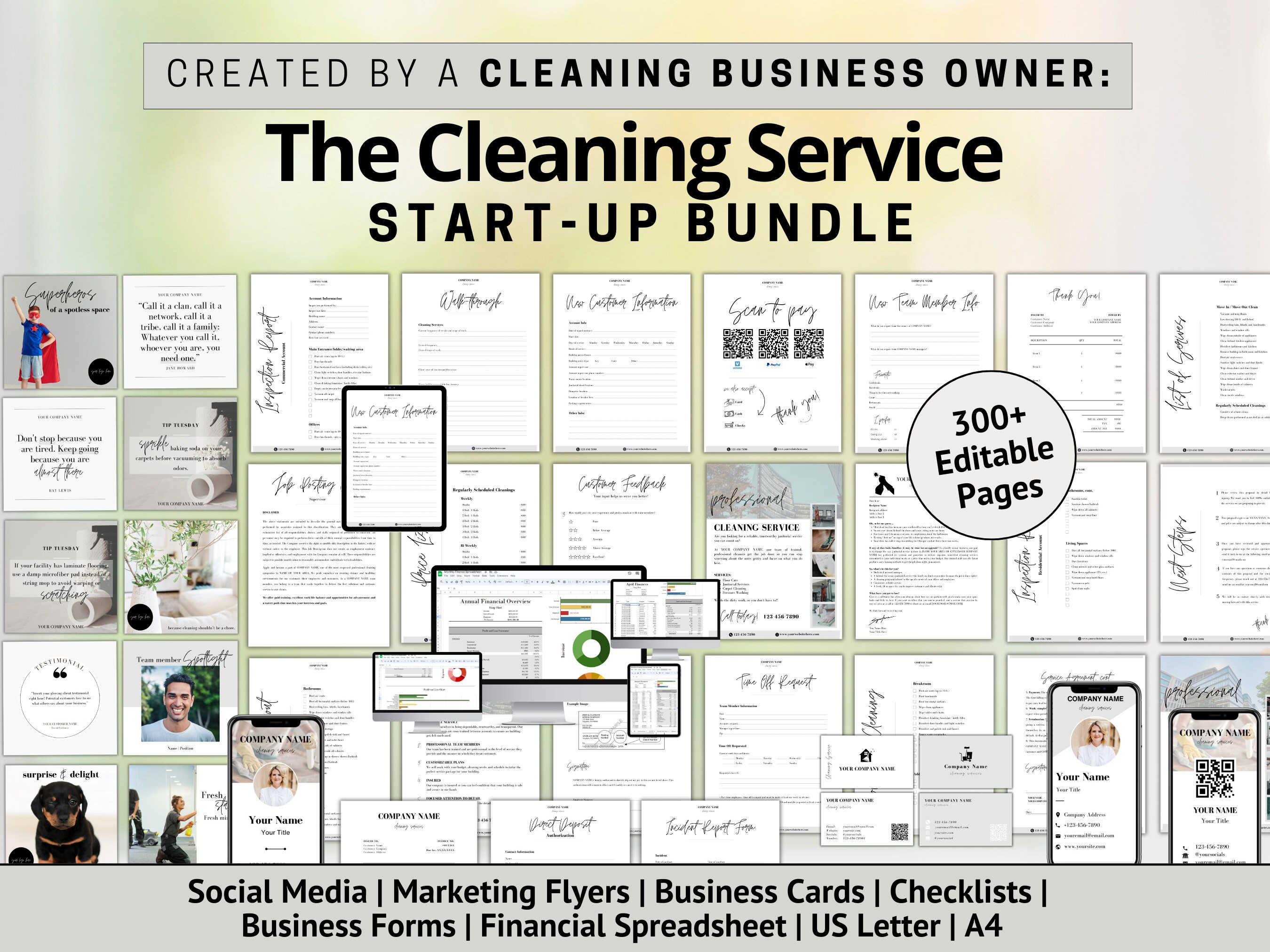 Cleaning Business Templates, Cleaning Business Bundle, Cleaning Service Agreement, Cleaning Service Flyer, Commercial Cleaning Checklist