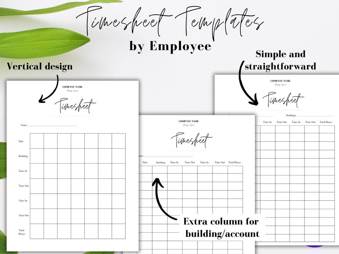 EMPLOYEE TIMESHEET TEMPLATE Editable Timesheet Printable Timesheet ...