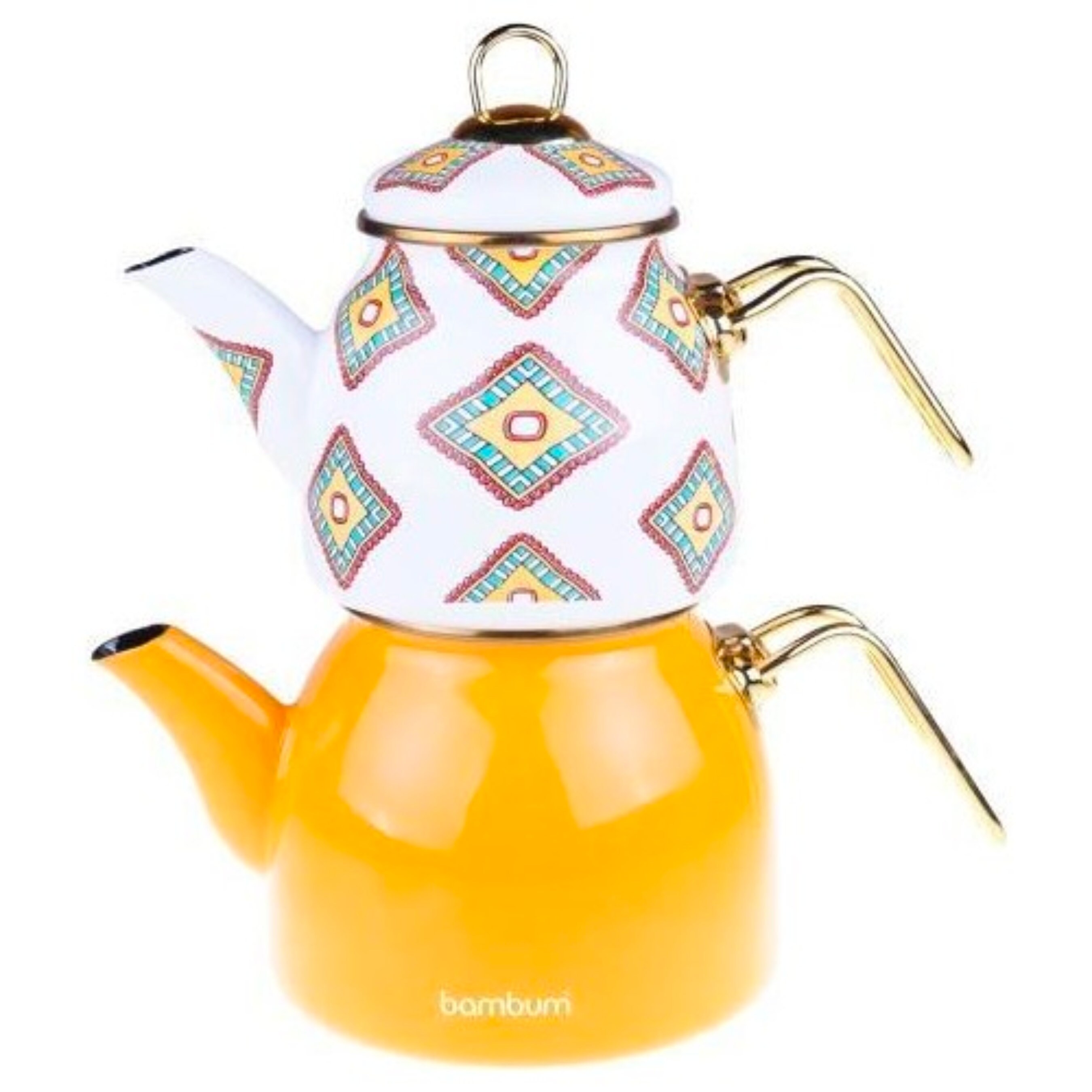 Mustard Enamel Teapot Set 1.3l2.4lenamel Teapotenamel Turkish