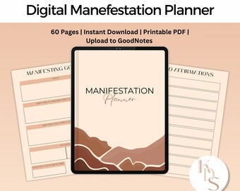 Digital Manifestation Planner, Digital Manifestation Journal, Gratitude, Vision Board, Affirmation, Mindfulness, Printable Journal