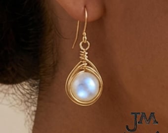 Priscilla Wire-Wrapped Pearl Drop Earrings