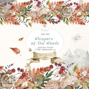 Wald Apotheker Herbst nahtlose Rand Aquarell Clipart Kräuter Cottagecore Hochzeitsrahmen Einladung Sublimation png