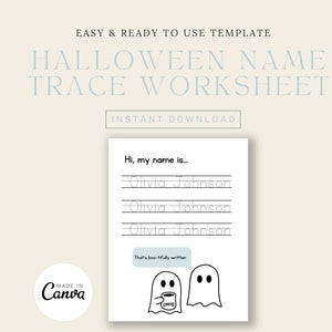 Name Trace Worksheet / Personalizable / Halloween-themed  DIY toddler worksheet / preschool preparation / digital download/ handwriting