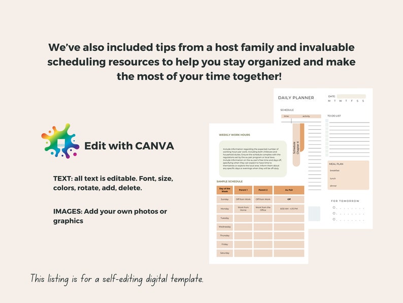 How to Host an Au Pair Handbook / Editable Template / Digital Schedule / Emergency Information