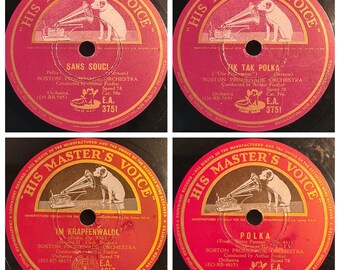 Boston Promenade Orchestra collection of 5 rare vintage shellac records; 78 RPM Label: HMV