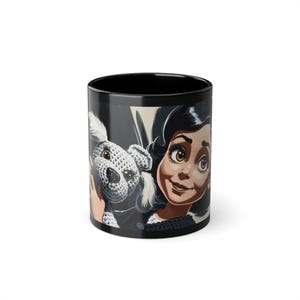 Crochet motif mug black Vintage Style Black Coffee Mug with Sassy Knitting Design, gift for crocheter, funny mug