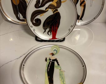 Plato de edición limitada Art Déco de Erte - Casa de Erte, firmado por el coleccionista.