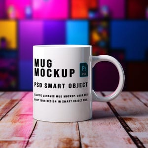 Mug Mockup White, PSD, PNG, Blank Coffee Mug Mockup, Product Mockup, Smart Object Mockup, Cozy Mug Mockup, 11 Oz, Studio Mug Mockup