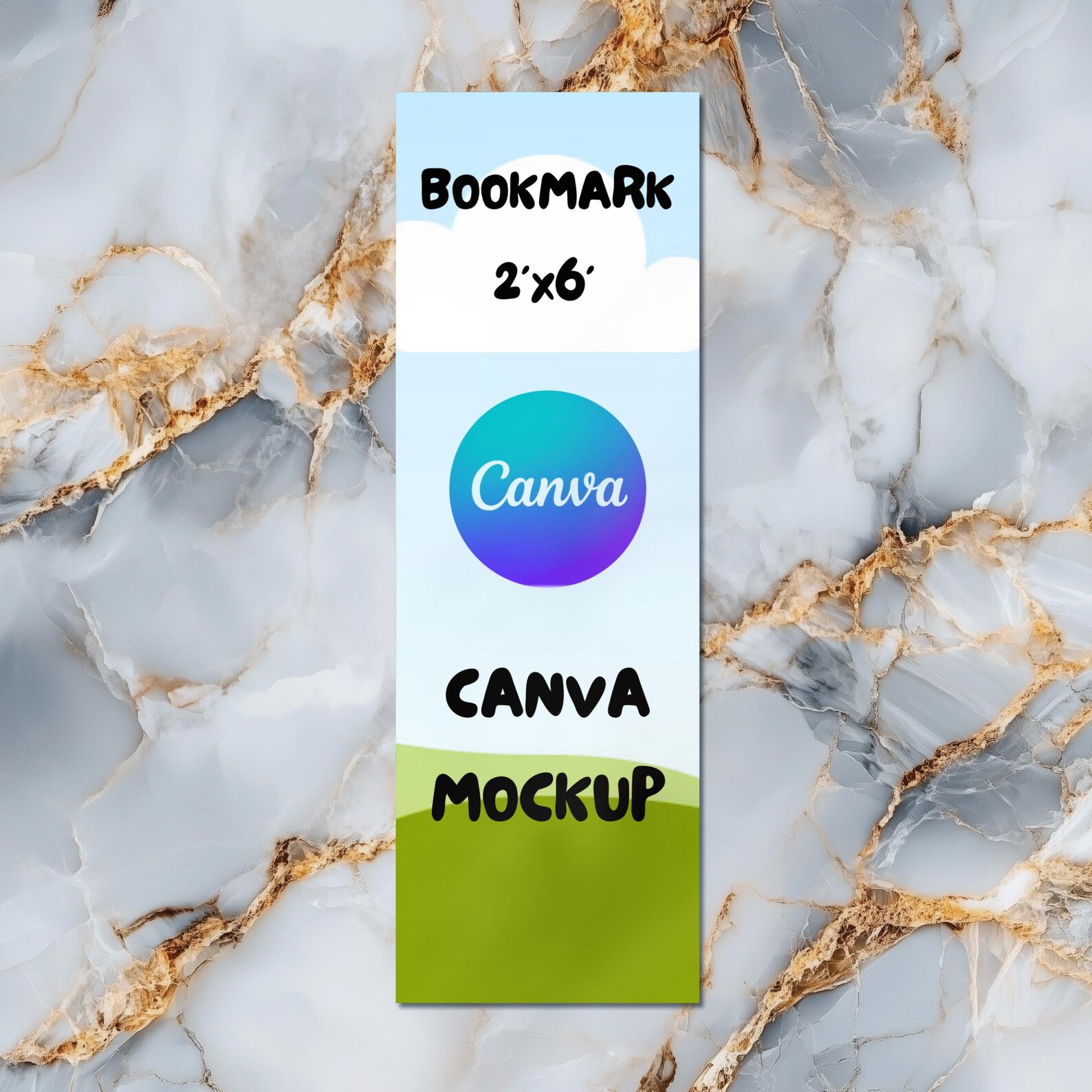 Canva Bookmark Mockup 2x6 Size Canva Drag and Drop Canva Template