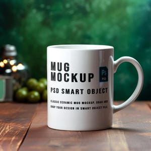 Mug Mockup White, PSD, PNG, Blank Coffee Mug Mockup, Product Mockup, Smart Object Mockup, Cozy Mug Mockup, 11 Oz, Studio Mug Mockup