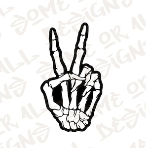 Peace Skeleton Hand PNG Digital