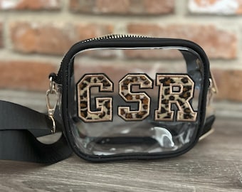 Initial Leopard Clear Purse