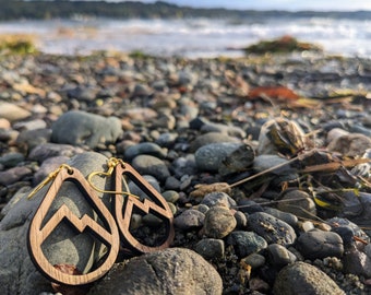 Tear Drop Mountain Silhouette Black Walnut Earring