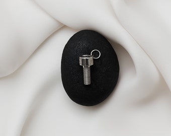 Bolzen-Schrauben-Anhänger aus Sterlingsilber 925, Unisex-Modeschmuck, einzigartiger Halsketten-Schrauben-Charm, baumelnder Anhänger für Armband und Ohrringe