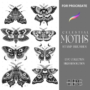 Moth Procreate Brush Stamps | Moth Tattoo Design | Procreate Brush