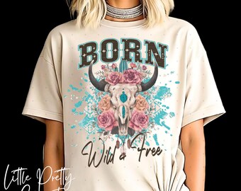 Wild and Free Boho Western Design Png | Cow Skull Png | Cowgirl Png | Boho Western Png