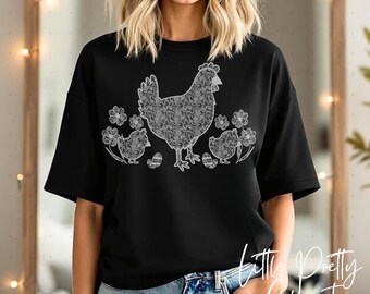 White Lace Easter Chicken PNG | Lace Design | Lace Easter| Happy Easter | Coquette Easter