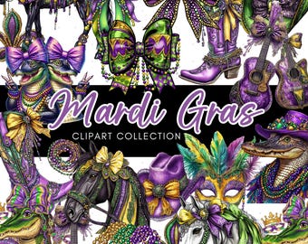 Diseño de imágenes prediseñadas de Mardi Gras PNG / Feliz Mardi Gras / Imágenes prediseñadas de Mardi Gras / Nueva Orleans / Fleur De Lis PNG