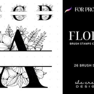 Procreate Floral Monogram Stamp Brush | Procreate Brushes | Digital Art