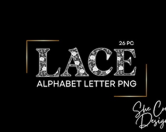 Diseño PNG de letras del alfabeto de encaje / PNG de encaje / Clipart del alfabeto / Clipart de letras