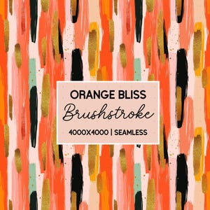 Orange Bliss Brushstroke Seamless Pattern Design PNG | Brushstroke Paper | Sublimation Designs | Brush Stroke PNG