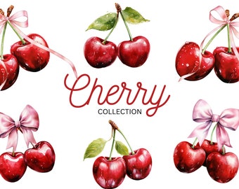 Cherry Coquette Aesthetic Clipart | Coquette Pink Bows | Cherry Coquette PNG