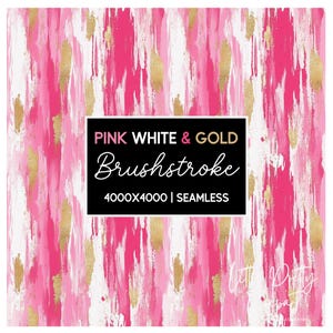 Pink and Gold Brushstroke Seamless Pattern Design PNG | Brushstroke Paper | Sublimation Designs | Brush Stroke PNG