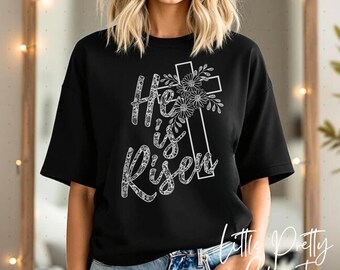 He is Risen Lace Design PNG | White Lace Easter  | Lace Easter| Happy Easter | Coquette Easter