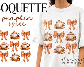 Coquette Pumpkin Spice Fall Clipart Design | Autumn Clipart Design | Pumpkin Clipart